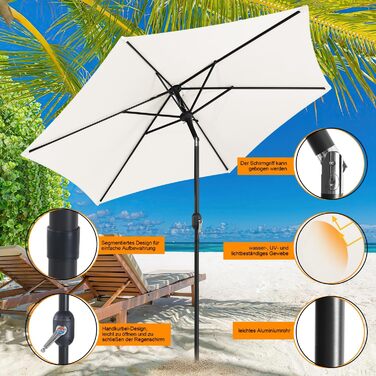 Daromigo Patio Umbrella Ø270 / 350cm with Crank | Canopy Umbrella Garden Umbrella Sun Protection UV Protection 50+ | Crank Umbrella Market Umbrella Waterproof for Garden, Balcony, without Stand