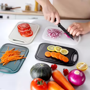 Набір з 6 сніданкових дощок Hunnycook 22x15 см, антибактеріальні, пластикові, з соковою канавкою, нековзкі, без BPA, чорні, для нарізки, підходять для посудомийної машини