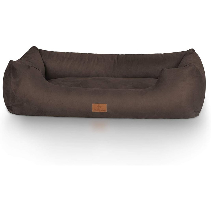 Knuffelwuff Dog Bed Dreamline from Velour XXL 120 x 85cm Brown - Removable Cover - Easy to Clean - for Large, Medium and Small Dogs