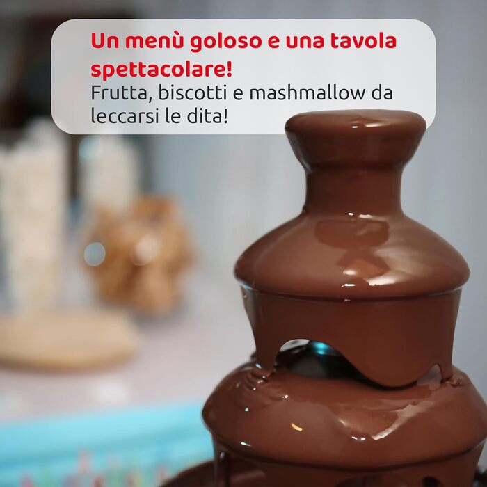 Шоколадний фонтан Melchioni Family Choco з 3 рівнями, з підігрівом та мотором, 90 Вт, червоний