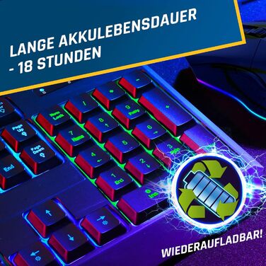 KLIM Chroma Wireless Gaming Tastatur: Бездротова ігрова клавіатура з RGB підсвічуванням, тиха, ергономічна, водонепроникна для PC, Mac, PS4, PS5 (Чорний)
