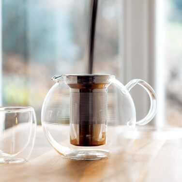 Заварник для чаю Bodum Assam 1 л, скляний, з нержавіючим фільтром, French Press