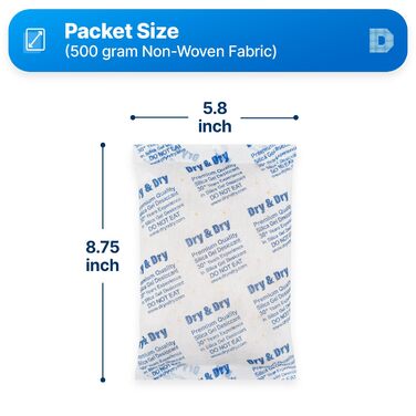 Dry & Dry 500 g [5 Pack] Food-grade orange indicator (Orange to Dark Green) mixed silica gel packets dehumidifier – rechargeable silica gel packet moisture absorber