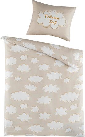 Комплект постільної білизни Kinder для дітей дівчаток та хлопчиків | 100x135 см + 40x60 см | 100% бавовна Renforcé | Застібка-блискавка | Принцеса – Зірки | рожевий/рожевий (100 x 135 см, Вовченятко)