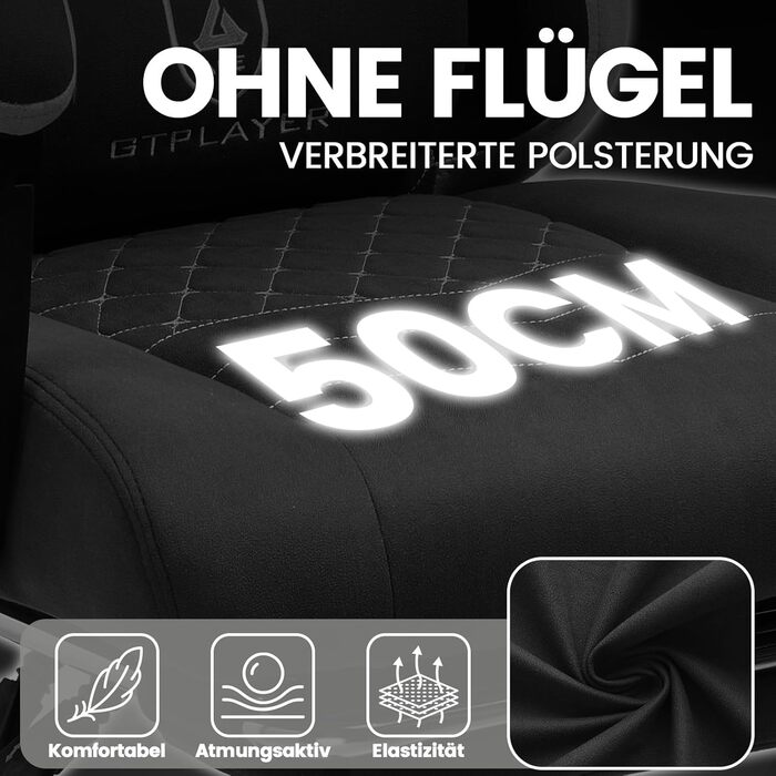 Ігровий крісло GTPLAYER з ергономічним дизайном, підлокітниками, що з'єднуються, та підставкою для ніг (чорний)