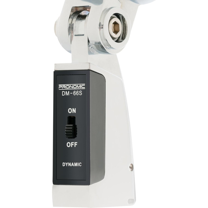 Pronomic DM-66S: Комплект динамічних мікрофонів – мікрофон для вокалу, мовлення, Rockabilly дизайн, зі штативом та XLR-кабелем, сріблястий/білий