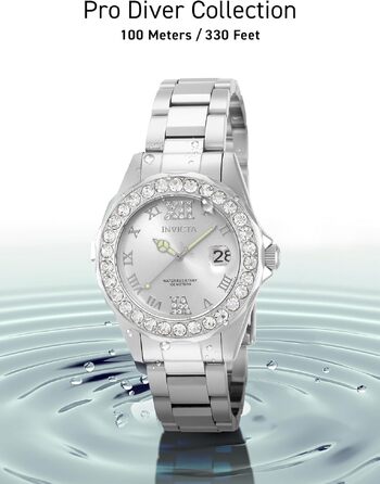 Жіночий кварцовий годинник Invicta Pro Diver зі сталі, 38 мм, сріблястий
