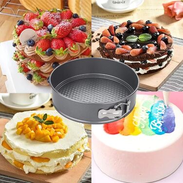 Форма для випічки SUJIBHI 20 см, вуглецева сталь з антипригарним покриттям, знімний дно, для чізкейків, брауні, тортів та випічки (1 шт.)