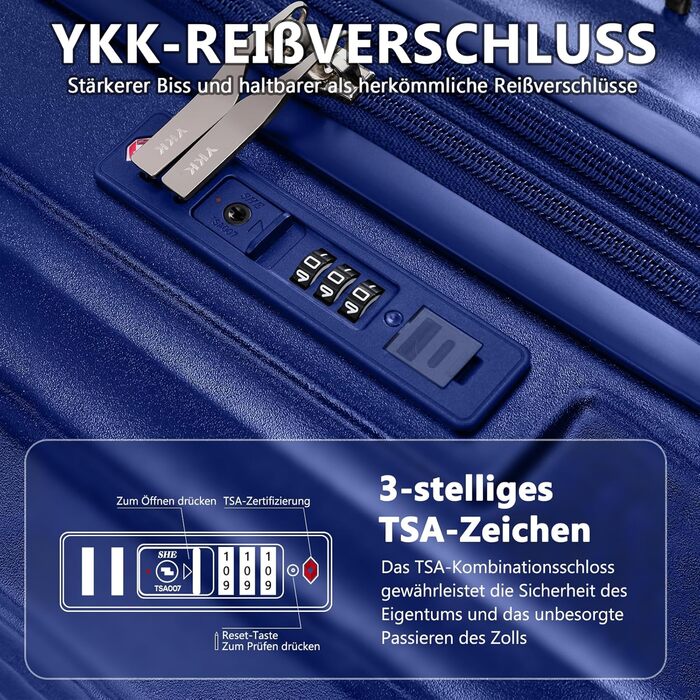 Чемодан Joyway ABS з жорсткою обшивкою, розширюваний, набір валіз з TSA замком та 4 колесами. Включає сумку та косметичку. Колір: зелений (блакитний). Набір валіз 3шт