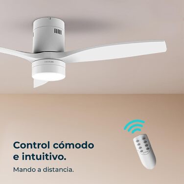 Стеляний вентилятор Cecotec Energysilence Aero 5600 Classic White з LED-підсвічуванням, 40W, діаметр 132 см, 6 швидкостей, пульт, літній/зимовий режим