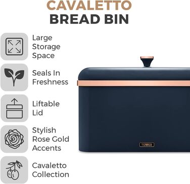 Cavaletto Brotkasten-Aufbewahrung T826130BLK: Набір для зберігання хліба, карбонова сталь, знімний кришка, 23 x 35 x 24 см, Midnight Blue
