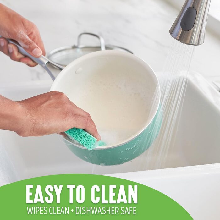 Набір сковорідок GreenLife Artisan, керамічне покриття, антипригарні, 20.3 та 25.4 см, нержавіюча сталь, без PFAS, придатні для миття в посудомийній машині, жаростійкі, набір каструль 1QT та 2QT, колір: бірюзовий