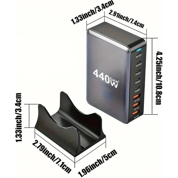 Зарядний пристрій USB-C 620W, 10 портів, швидка зарядка PD PPS 100W, для MacBook Pro/Air, iPad, iPhone 16/15/14/13/12 Pro Max, Samsung