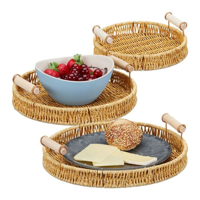 Relaxdays Set of 3 Round Serving Trays