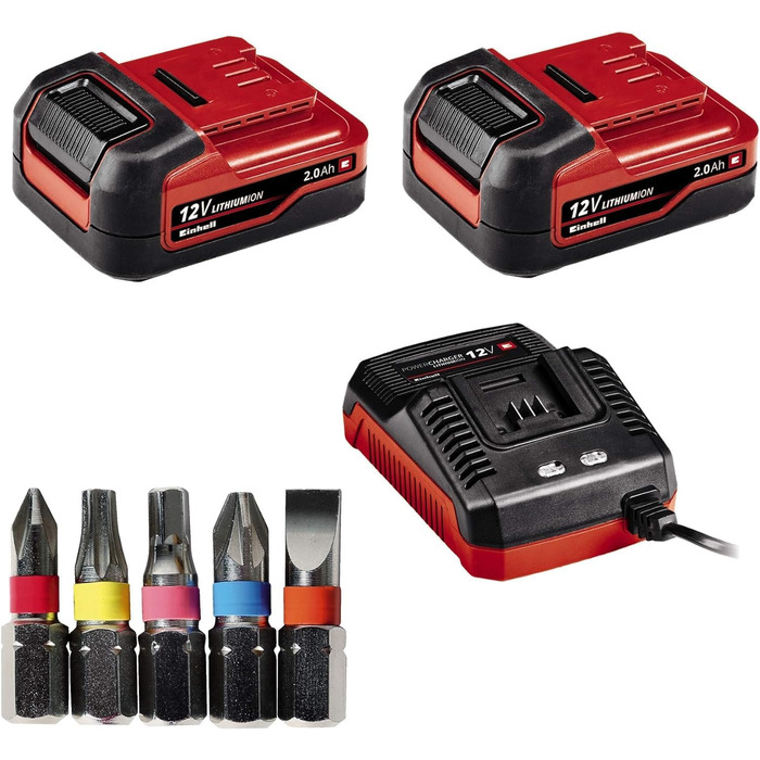 Акумуляторний дриль-шуруповерт Einhell TE-CD 12/1 Li (2x2.0Ah) – Li-Ion, 12V, 2-швидкісний, LED, металеве редуктор, зарядний пристрій + 2x2.0Ah акумулятори