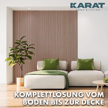 Акустичні настінні панелі KARAT з натурального шпона дуба (Red Oak), ламелі з дерева та фетру для шумоізоляції та звукопоглинання, 275 x 27 см