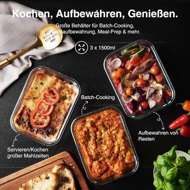 Набір контейнерів VonShef для зберігання продуктів – 10 шт., 1050 мл та 370 мл, придатні для духовки та мікрохвильової печі, мийки в посудомийній машині, герметичні та витікання, ідеальні для приготування їжі наперед