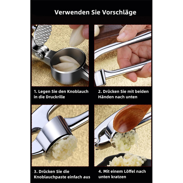 Прес для часнику, кухонний інструмент з зручною ручкою – Ефективний інструмент для отримання часникової пасти – Легко миється Garlic Press