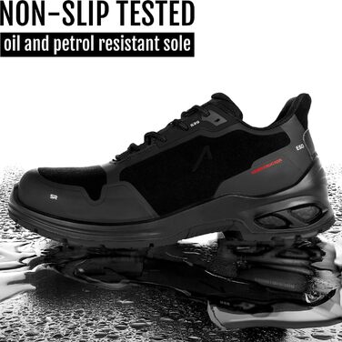 Робочі черевики ACE Constructor S3 - легкі, неслизькі та водонепроникні - захисні черевики для жінок та чоловіків, білі (45 EU, чорний)