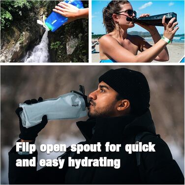 Eclipse plastic water bottle, reusable, foldable/rollable