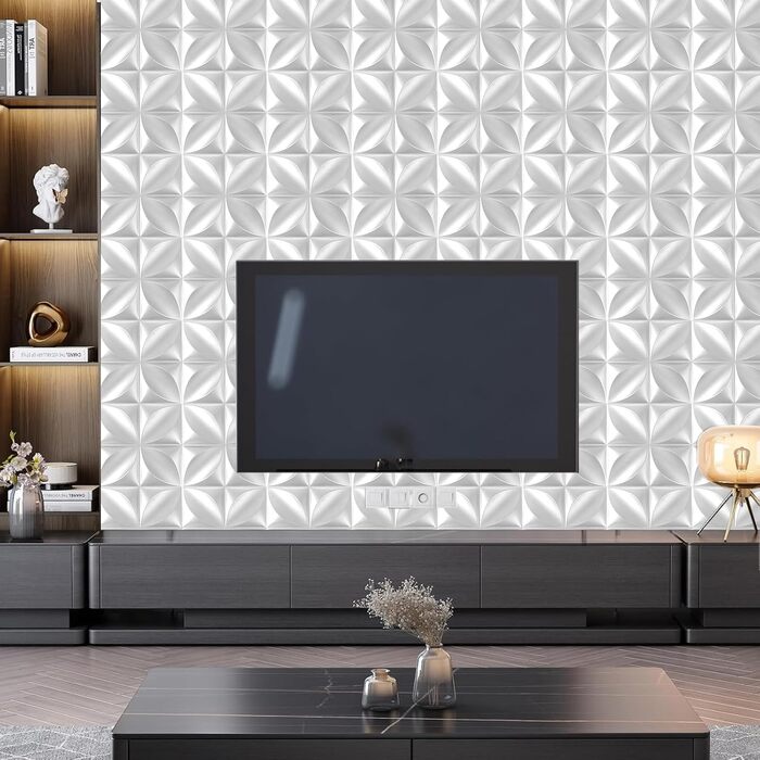 3D панелі на стіну з ПВХ чорного кольору для інтер'єру та геймерської зони, декоративні стінові та стельові панелі (2 шт, 50х50 см)