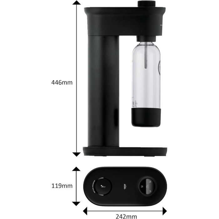 GROHE Blue Fizz Набір для газованої води (3 рівні газування, без CO2 балона, 1x 0,85л пляшка + засіб для чищення), чорний, 31943K00