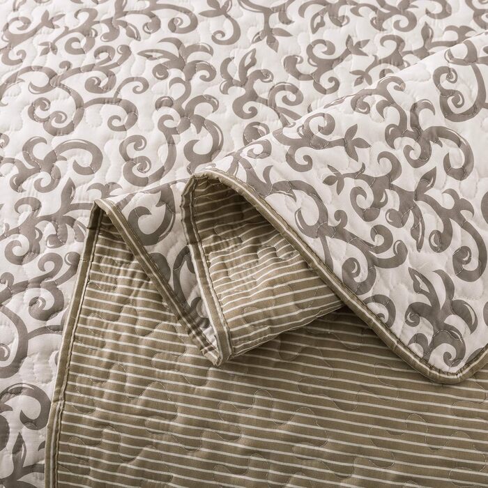 Комплект постільної білизни SLPR 2-частинний – двоспальне ліжко з 1 наволочкою, осінній дизайн пэтчворк, червонуватий відтінок, легка стегане покривало, осінній стиль кантрі (Виноградні лози, Twin)