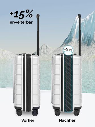 Чемодан середнього розміру з жорстким корпусом, розширюваний | Trolley 45 x 27 x 66 см з поліпропілену | Унісекс, вага 3,7 кг | Подвійні колеса & TSA-замок (Travel) | Відділення для ноутбука (55 см)