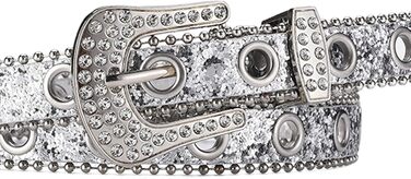 Жіночий пояс Fenteer з стразами, джинсовий, з пряжками, шкіряний, ширина 3,5 см (білий, 2,4 см)