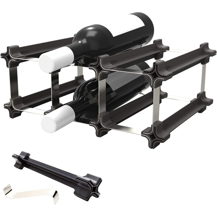 Wine rack, stainless steel, silver, 49.5 x 49.5 cm, 25-unit (3-piece starter kit wine rack)