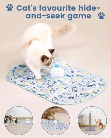 Cat Toy Self-Entertainment, 3 IN 1 Interactive Feather Toy for Cats with 360 Degree Automatic Rotating, USB Rechargeable Complete Set Cat Accessories Electric (Light Blue)