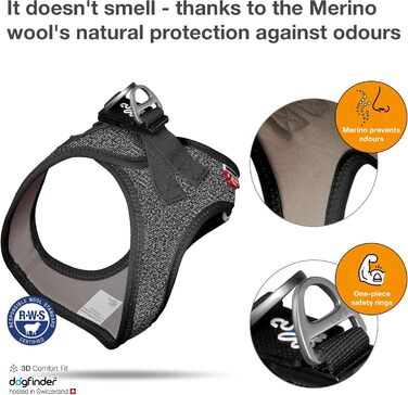 Шлейка для собак Merino Black S, чорна