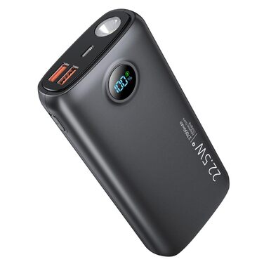 Потужний зовнішній акумулятор Power Bank 27000mAh 22.5W USB-C з LED-дисплеєм, швидка зарядка PD 3.0 та QC 4.0, вбудований ліхтар для iPhone, Samsung, iPad та смартфонів