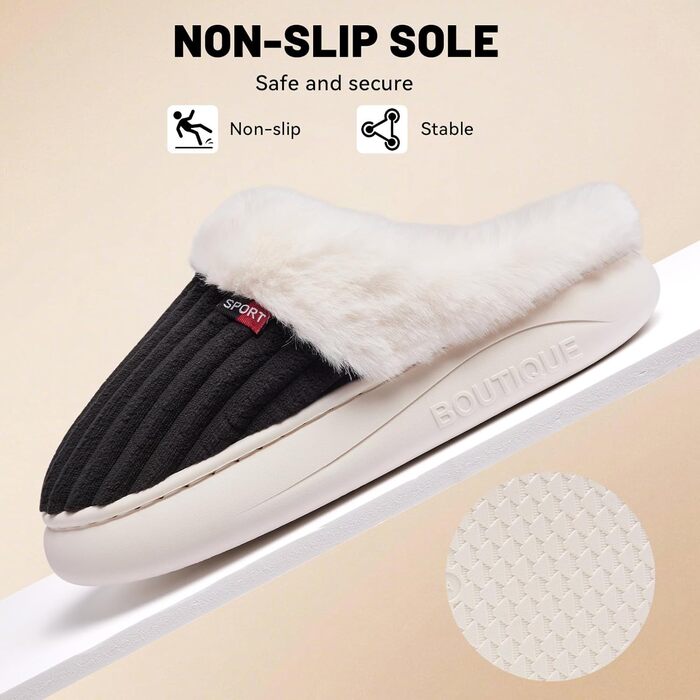 Зимові плюшеві тапочки Guyarns для жінок та чоловіків з Memory Foam, кордов'янта, неслизька підошва, комфортні домашні тапочки, підходять для дому та вулиці, зелені (40/41 EU, чорні)