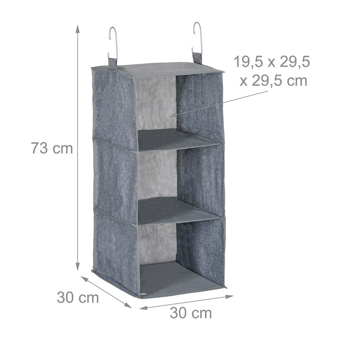 Relaxdays 2x Clothes Closet Hanging Shelf, 3 Compartments