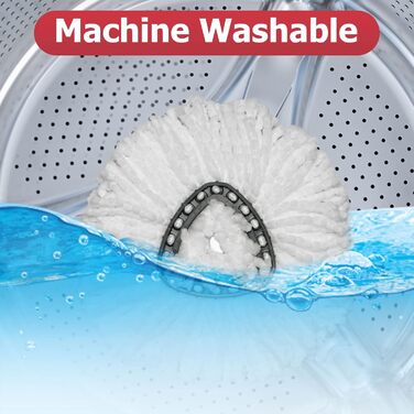 Spin Mop Replacement Head – EasyWring Mop Refill with Base, compatible with O-Cedar Triangle Spin Mop, Microfiber Mop Replacement Head, easy cleaning, floor wiper (white)
