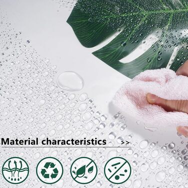 Прозора штора для ванної кімнати Blumen 180x200 см з гачками, антигрибкова, водонепроникна EVA