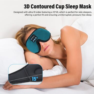 Маска для сну з Bluetooth-навушниками, 3D маска для сну, бездротова музична маска для сну для тих, хто спить на боці/спині, навушники для сну (Цянова)