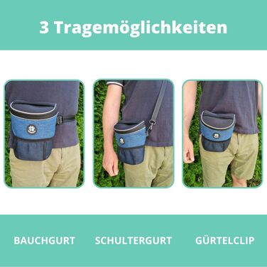 Преміум сумка для ласощів для собак - ідеальна для виховання та дресирування. Функціональна, практична, багато місця та з дозатором кульок для прибирання (зелена)