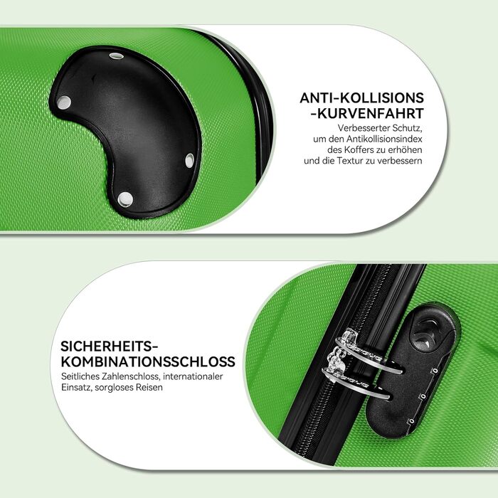 Набір валіз Beibye 2045 з подвійними колесами, 3 шт. Валізи Trolley з жорсткою оболонкою, 20 кольорів (Темно-зелений/Оливковий)