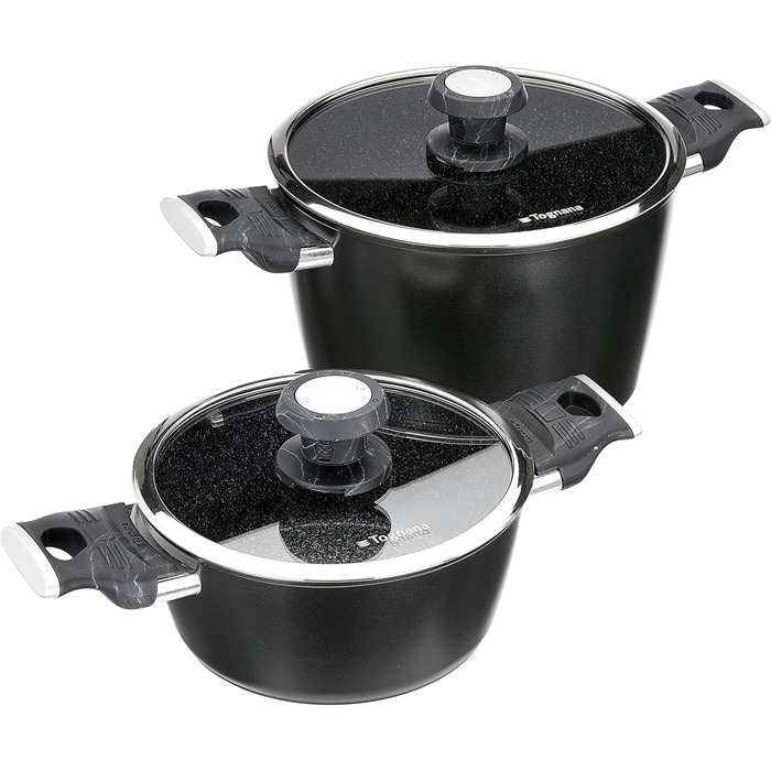 Набір каструль Tognana Sphera, алюміній, нержавіюча сталь, скло, чорний