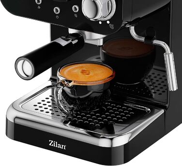 Zilan Espresso Machine with Milk Frother | Semi-Automatic Espresso Machine | Cappuccino Machine | Portafilter Coffee Machine | 1.25 L Water Tank | 15 bar | Retro Design
