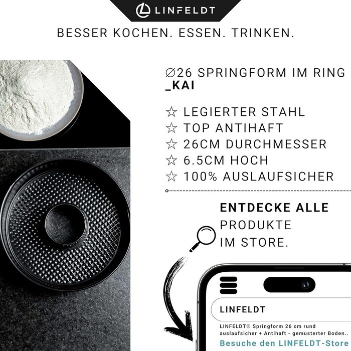 Форма для випікання тортів LINFELDT® Springform 28 см з антипригарним покриттям та не протікаючим дном