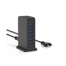 Зарядний пристрій USB мережевий 6 портів 25W для iPhone, Samsung, LG, Huawei та інших пристроїв (Чорний)