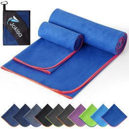 Набір з 2 рушників з мікрофібри (180x90см + 100x50см), швидковисихаючі, без піску, для пляжу, спорту, фітнесу, кемпінгу, темно-сірий - зелений (королівський синій - червоний)