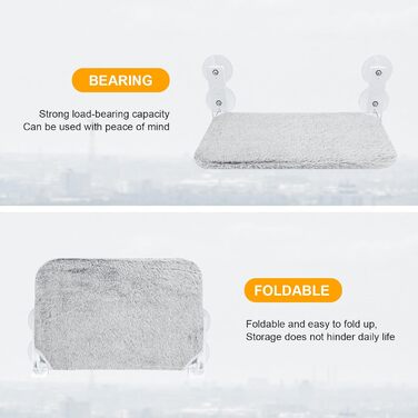 Кріплення для кота на вікно, гамак з 4 присосками, міцний каркас, дихаюча сітка (Сірий, 45 x 30 см)