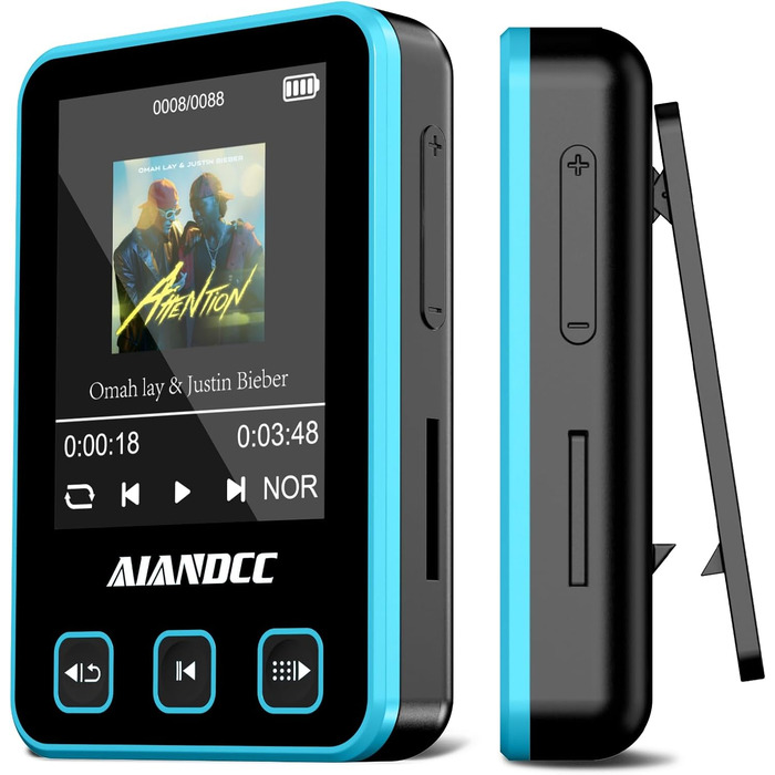 MP3 плеєр Bluetooth 5.3 зі спортивним кліпом та браслетом, 1.77