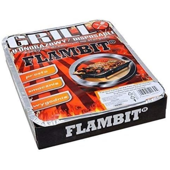 Одноразовий гриль Flambit to go з підпалом, деревне вугілля, алюмінієва форма, 6 шт