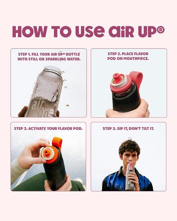 Пляшка для води air up® з ароматизуючими капсулами, сіра, для школи, спорту та залу, з 5 безцукровими капсулами Wild Berry і трубочкою, для дітей і дорослих