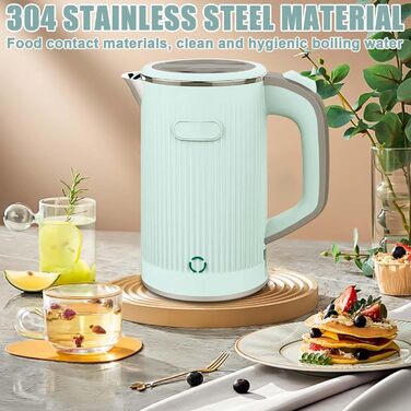 Електричний чайник-термос 800 мл, 600 Вт, для подорожей та кемпінгу, з нержавіючої сталі, для чаю та кави (зелений)